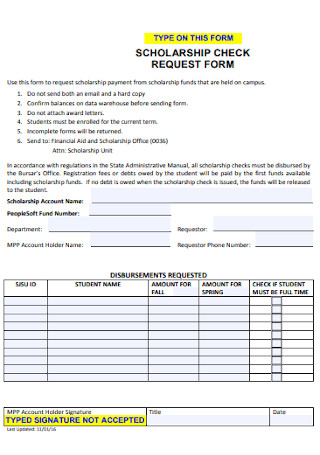 Scholorship Check Request Form