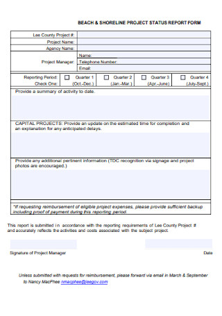 Shoreline Project Status Report Form