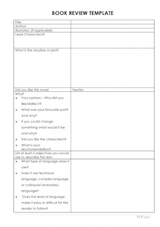 Simple Book Review Template