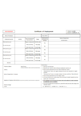 Simple Certificate of Employment