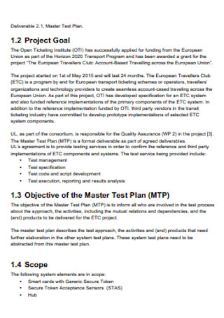 Software Master Test Plan