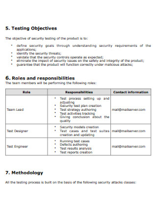 Software Security Test Plan Template