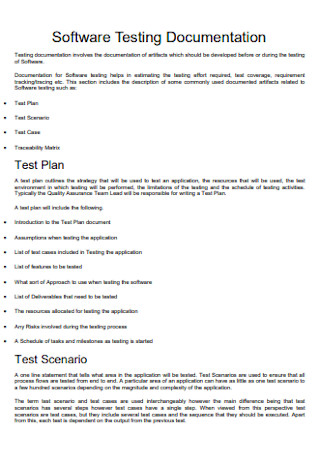 Software Testing Documentation Plan