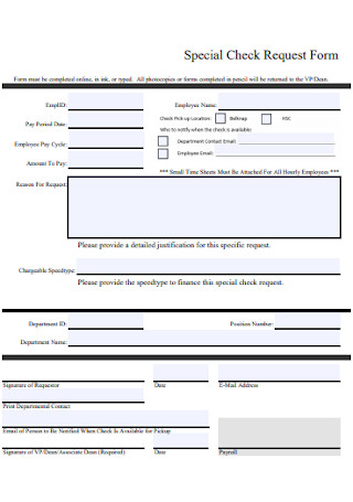 Special Check Request Form 