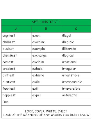 Spelling Test Checkout