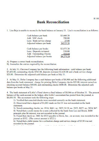 Standard Bank Reconciliation 