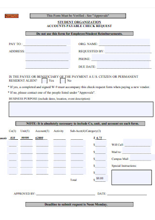 Student Organization Check Request Form