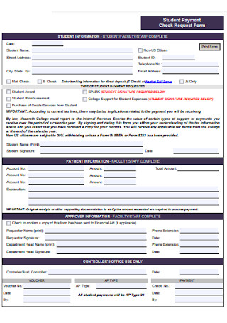 Student Payment Check Request Form