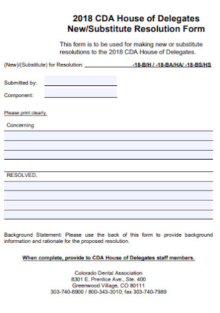 Substitute Resolution Form 