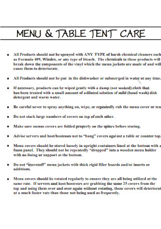 Table Tent Care Template