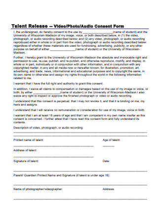 Talent Release Consent Form