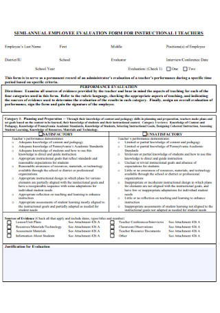 Teacher Evaluation Annual Form