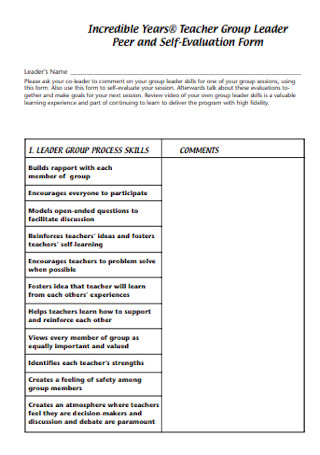 Teacher Peer and Self Evaluation Form