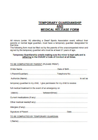 Temporary Guardianship Medical Form