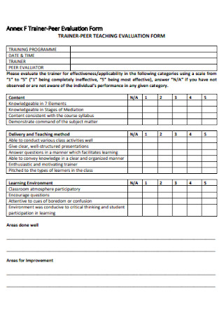Trainer Peer Evaluation Form 