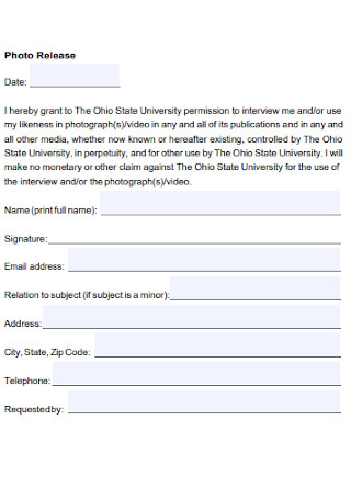 University Photo Release Form