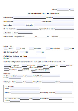 Vacation Home Check Request Form