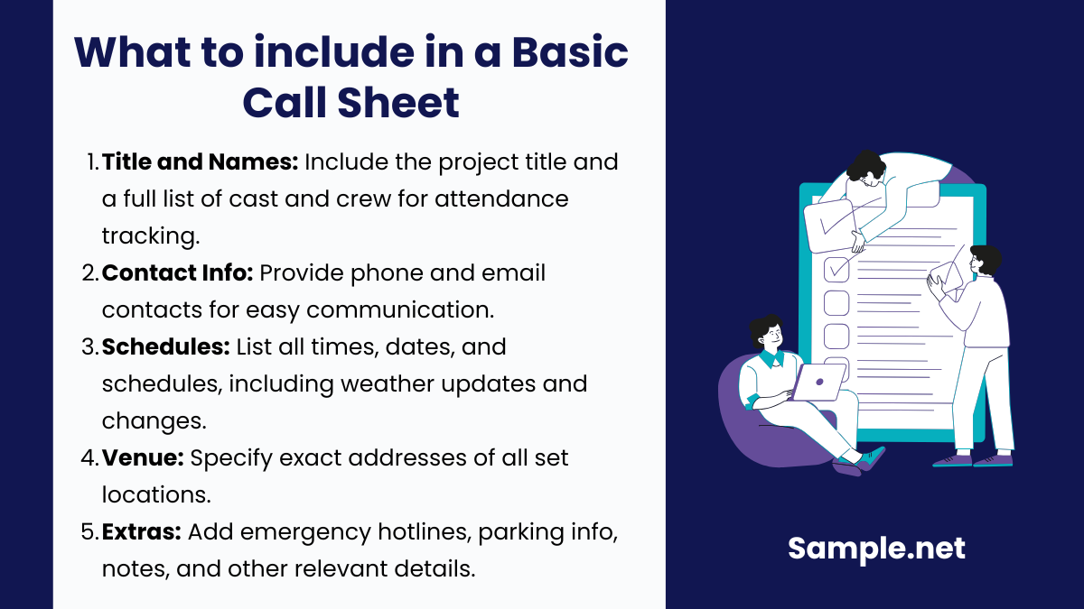 What to include in a Basic Call Sheet