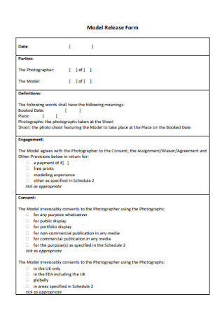 photographic Model Release Form