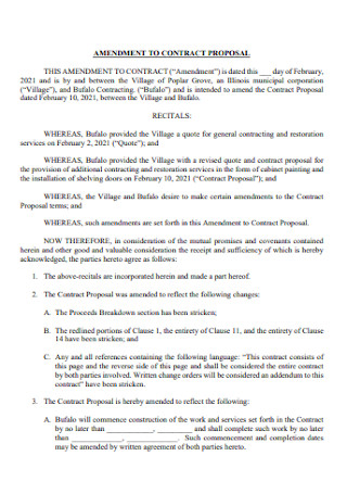 Amendment to Contract Proposal