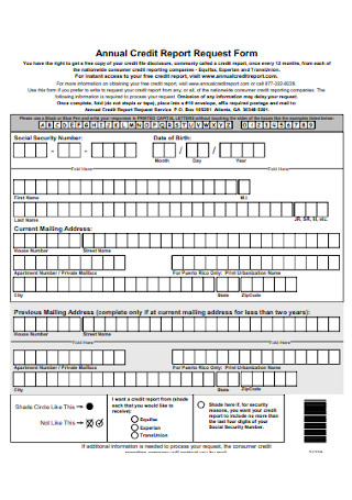 Annual Credit Report Request Form