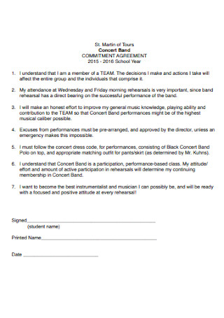 Band Commitment Contract