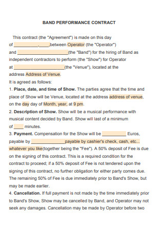 Band Performance Contract