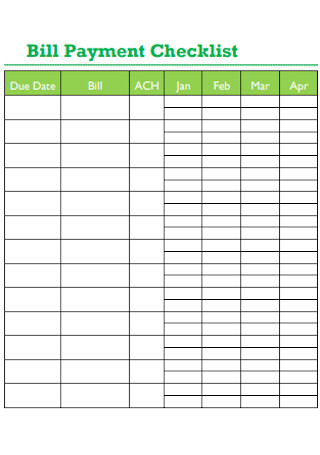Bill Payment Checklist Example