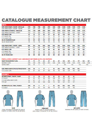 Catalogue Measurment Chart