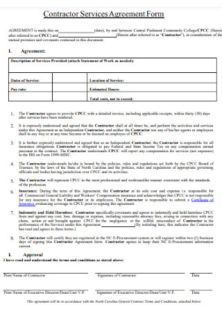 Contractor Services Agreement Form