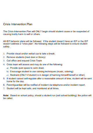Crisis Intervention Plan
