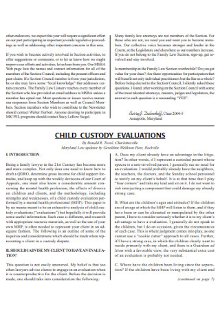Custody Evalution Report Format