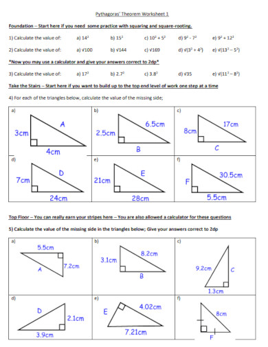 Editable Pythagoras Theorem Worksheet