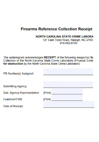 Firearms Reference Collection Receipt
