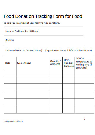 Food Donation Tracking Form