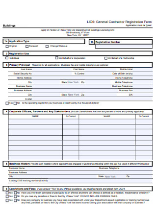 General Roofing Contractor Form