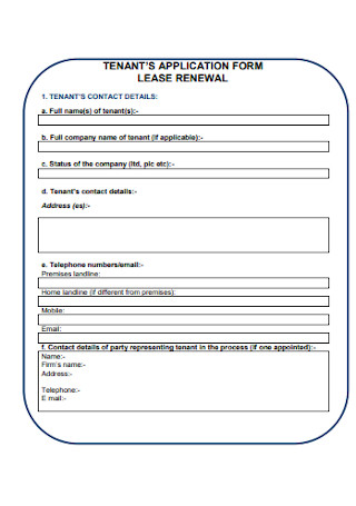 Lease Renwal Application Form