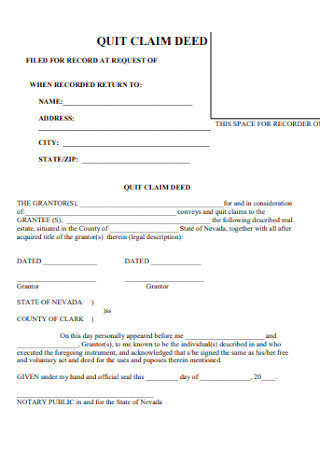 Legal Brief Quit Calm Deed Form