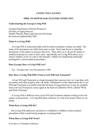 Living Will Packet Template