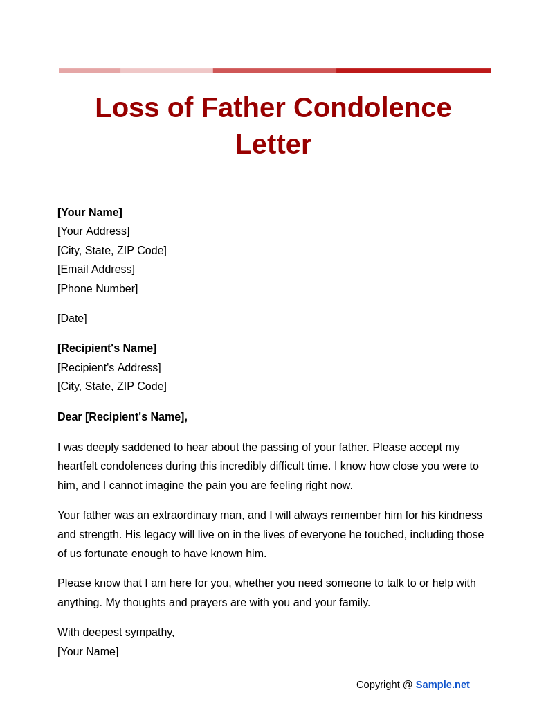 Loss of Father Condolence Letter Google Docs 10 15 2024 03 44 PM