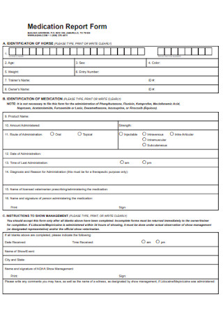 Medication Report Form