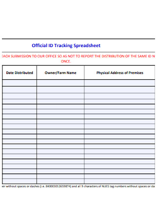Official ID Tracking Spreadsheet