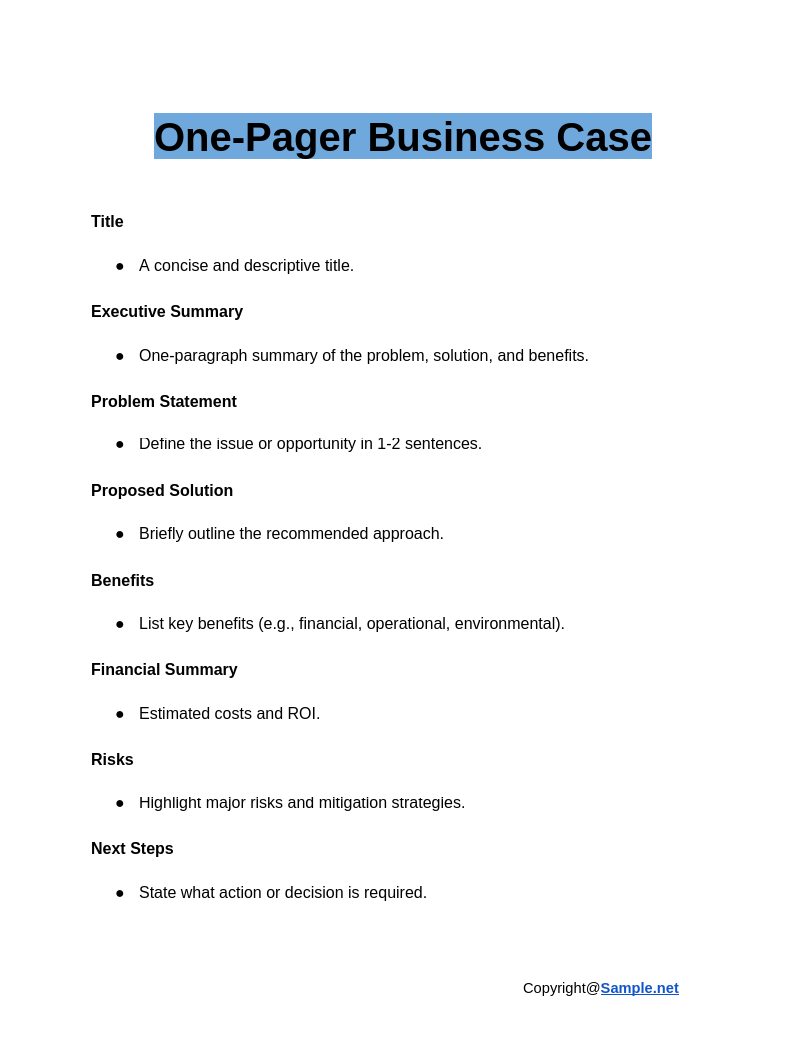 One Pager Business Case Google Docs 12 24 2024 10 55 AM