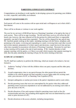 Parenting Consulting Contract