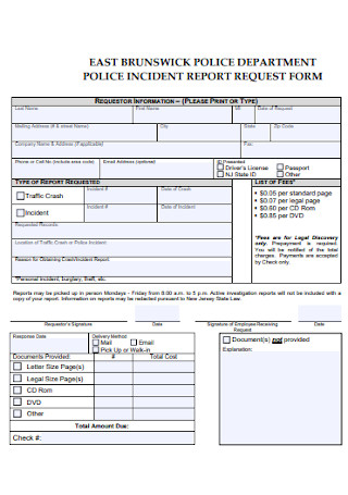 Police Incident Report Form