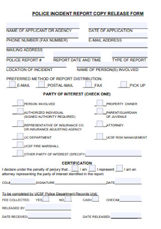 Police Report Release Form