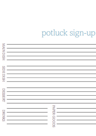 Potluck Sign up Sheet Format