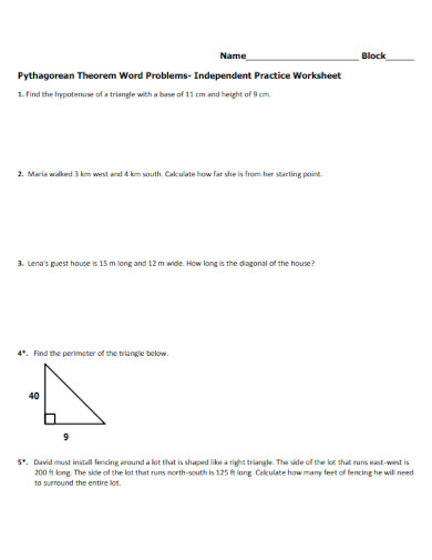 Pythagorean Theorem Practice Worksheet