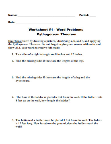 Pythagorean Theorem Worksheet for Students