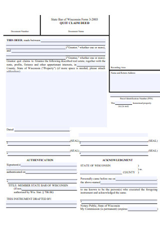 Quit Claim Deed Wisconsin Form